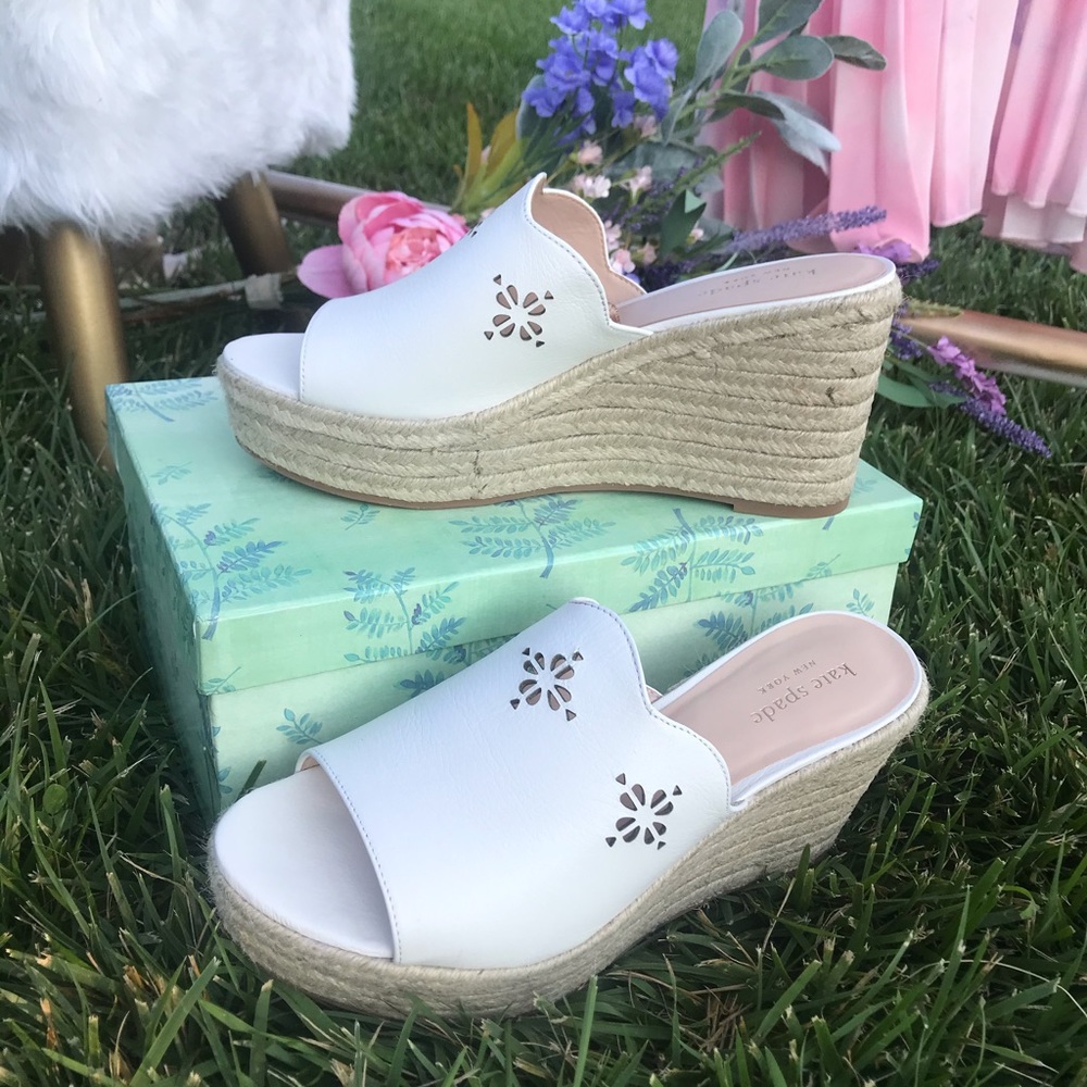 kate spade scalloped eyelet wedges slides